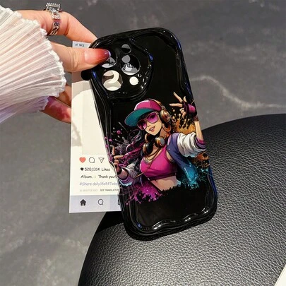 1 pieza Funda protectora de teléfono con patrón de elemento de gesto de moda y crema, con ondas gruesas, agujero de precisión antideslizante, compatible con iPhone 17/17 Pro/17 Pro Max/17 Air/16/11/16 Pro/16 Plus/16 Pro Max/16e/15 Pro Max/13/14/12/11/7G/8P, Galaxy A3/12/13C/NOTE12 4G/NOTE13, A16/A17/A18/A57/A58/A78/A98/A60/A3X 4G, Y20/Y21/Y36