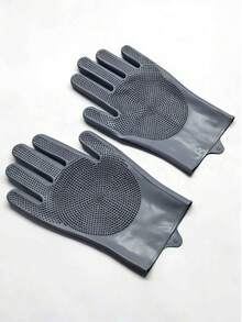 1pc Silicone Dishwashing Gloves, Durable Waterproof Rubber Gloves For Bathing - Type a - View 12
