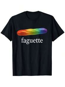 Men'S Baguette Faguette-Shirt - Soft, Breathable,-Wicking Cotton Tee With Colorful Design, Casual Crew Neck, Short Sleeve, Men, Clothing |   Casual Style |   Moisturewicking Fabric, Shirt XJ8R - 黑色 - 查看 6