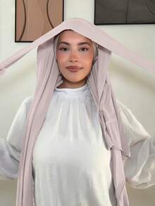 1 chiếc khăn trùm đầu Hijab buộc dây phía sau, chất liệu jersey mềm mại, thoáng khí, chống xù lông – Khăn trùm đầu thoải mái hàng ngày cho mọi mùa, dễ mặc và tạo kiểu, thích hợp cho bãi biển và kỳ nghỉ. - Nhiều màu - Xem 13