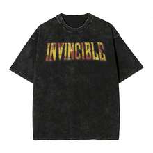 Invincible Erhero Omni Man Washed T Shirts Streetwear Hip Hop Vintage T-Shirts Tees Tops For Men Women Harajuku Printedsummer Outfits For Womengraphic Tees - 黑色 - 查看 1