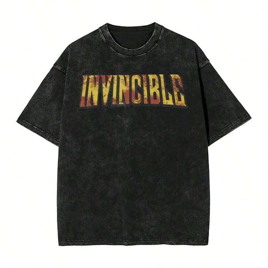 Invincible Erhero Omni Man Washed T Shirts Streetwear Hip Hop Vintage T-Shirts Tees Tops For Men Women Harajuku Printedsummer Outfits For Womengraphic Tees - 黑色 - 查看 1