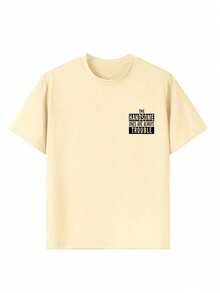 Áo thun ngắn tay cổ tròn in họa tiết phong cách thường ngày cho bé trai, thích hợp mặc mùa hè. - Màu be - Xem 7