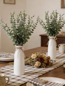 21pcs 18.9in Artificial Eucalyptus Stems With White Vase, Eucalyptus Branches Fake Plants, Fake Plants With Pot, Artificial Greenery, Suitable For Mothers Day Gift, Birthday Gifts, Mother's Day, Valentine's Day Gif, Gifts For Women, Teacher Appreciation Gifts, Bachelorette Party, Room Decor, Home Decor, Bathroom Decor - Multicolor - View 8