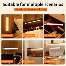 6pcs Magnetic Sensor Lights, Warm/White Light Options, Wireless USB Rechargeable, Suitable For Bedroom, Hallway, Stairs, Living Room, Kitchen, Wardrobe, Garage And More Scenarios - 6-strip Long Strip Sensor Lights - View 4