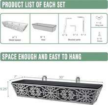 2 Pack 30 Inch Window Boxes Planter For Outdoor Plants Deck Railing Planters Box With Adjustable Brackets For Porch Fence Balcony Hanging Flower Baskets With Non-Woven Fabric Liner For Garden Décor - 30 Inch 2 Pack - View 7