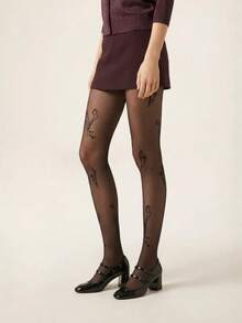 1双女士郁金香印花丝袜，性感超薄透明印花连裤袜 - 彩色 - 查看 3