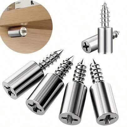 40pcs Metal Shelf Pins With Anti-Slip Sleeves | Self-Tapping Screws, Suitable For Cabinet Shelves, Composite Board Brackets - Durable Furniture Support Screw Set | Modern Shelf Design | Durable Iron Pins, Electroplated Ends