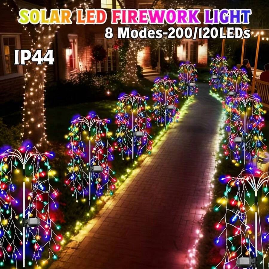 1pc White Solar Powered Outdoor Light, Smart Solar Copper Wire LED String Lights, IP44 Waterproof, 8 Adjustable Flashing Modes, Smart Light Sensor, 100/200 Bulbs, Suitable For Valentine's Day, Garden, Pathway, Party, Camping, Christmas, Wedding Decoration