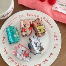 1pc New Cute Rabbit Claw Clip, Cartoon Animal Bear Hair Claw Clip, Ponytail Clip, Creative Hair Claw - Multicolor - View 2