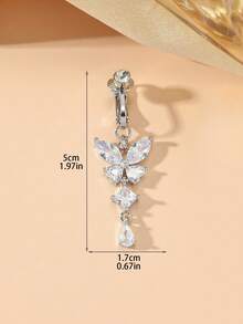 1 chiếc khuyên rốn hình bướm giả, không cần xỏ lỗ, dạng kẹp, phù hợp cho nữ, có thể dùng làm quà tặng. - Bạc - Xem 3