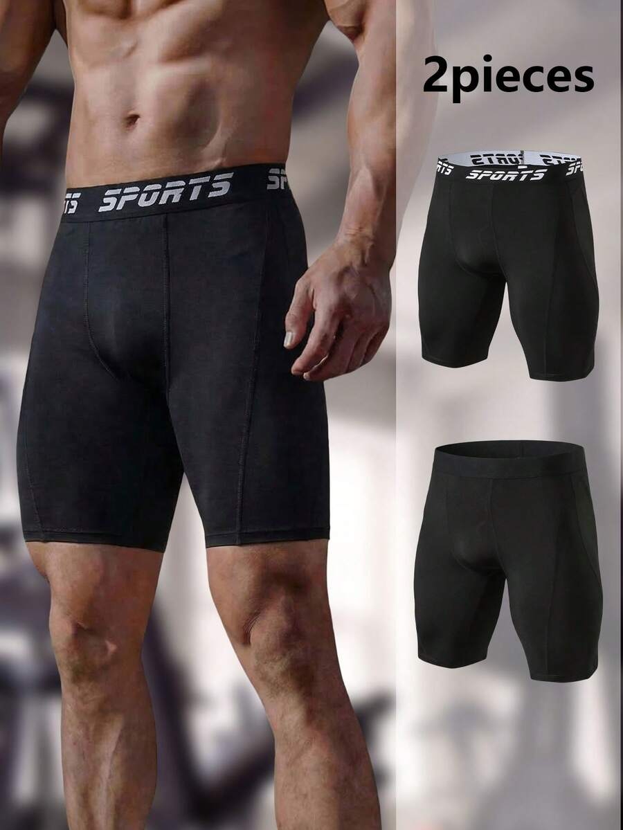 Men's 2 Packs Sports Boxer Briefs Quick Dry Breathable Athletic Running Underwear - Black - View 1