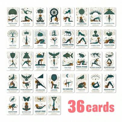 36pcs Yoga Pose Confirmation Cards - Brand New Positive Energy Yoga Pose Learning Cards