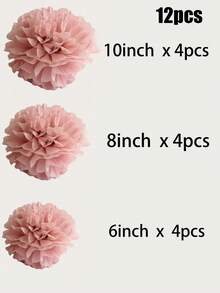 9pcs Pink Paper Flower Balls, Fluffy Pink Paper Flowers, Hanging Decorations For Party, Suitable For Scene Decoration, Home Decor, Room Decor, Birthday Party, Wedding Gift, Corporate Graduation Gift, Christmas Decoration, Baby Shower - Pink Birthday Set - View 6