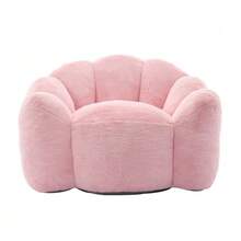 Canapé compact en forme de lotus, pour adultes, avec poignée de traction à poils courts. Prêt à l'emploi sans montage et facile à déplacer, il convient aux salons, chambres et autres pièces. - Rose bonbon - Voir 12