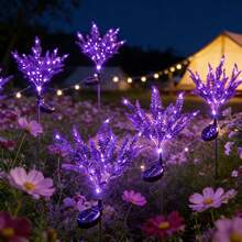 Solar Powered Lavender Artificial Flower Lights, Outdoor Lawn Stake Lights, Garden Patio Balcony Decor, Mother's Day Father's Day Anniversary Wedding Gift, Romantic Atmosphere Lights, Purple Flower Field - Solar-powered Lavender Lamp - View 4