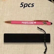 1支/5支可客製化自動伸縮圓珠筆，刻印姓名與Logo，書寫流暢，適用於辦公、商務、學校用品，提供禮盒/禮袋包裝，開學禮物，送給老師/朋友的禮物 - 筆2 - 查看 50