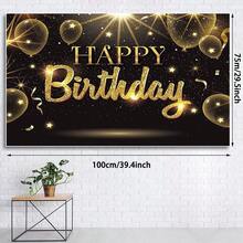 1 tấm phông nền trang trí tiệc sinh nhật màu đen vàng, bóng bay vàng lấp lánh hình ngôi sao, phông nền chụp ảnh sinh nhật cỡ lớn, phụ kiện trang trí tường, đồ dùng tiệc tùng. - Xem 7