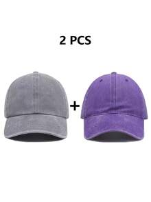 2 chiếc mũ lưỡi trai đã qua xử lý, kiểu dáng retro, mũ golf dành cho bố, mũ cotton điều chỉnh được, phù hợp cho cả nam và nữ. - mũ bóng chày - Xem 16