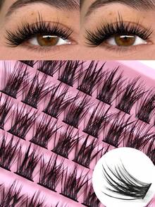 120 Pcs D Curl Lashes Cluster Individual Eyelashes 8-16mm DIY Lash Extension Kit False Lashes Soft Fluffy Eyelash Clusters Dramatic Eye Enhancement DIY At Home - D - View 2
