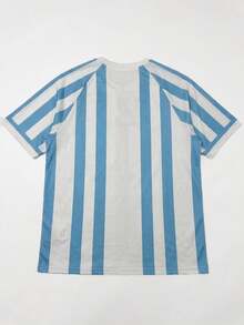 Hanorac bărbătesc cu dungi albastre și albe, tricou cu mânecă raglan cu model retro numărul 10, top imprimat în stil Blokecore cool, tricou sport casual modern, stil stradal, lejer, de vară, cu uscare rapidă - Bleu - Vizualizare 4
