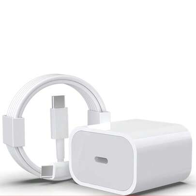 20W 快充适配器套装：20W 充电头 + 100cm 高效快充 Type-C 转 Type-C 数据同步线，兼容 17 Pro Max/17 Pro/17/Air/17/16、S25/S24/S23/S22/S21/S20 系列