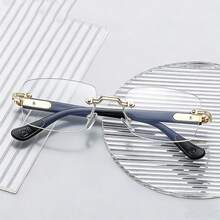 1 Pair Frameless Rectangular Classic Versatile Elegant Charm Refined Rimless Glasses, Suitable For Women's Daily Wear - Clear - View 2
