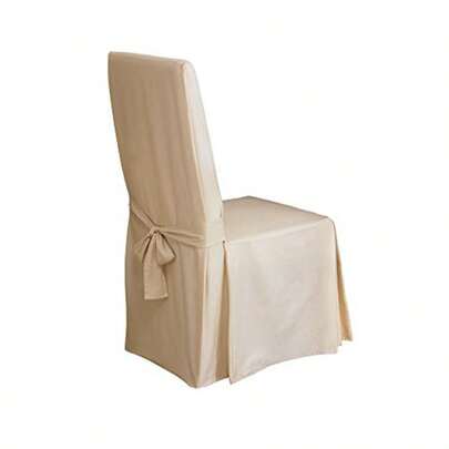 SureFit Duck - Funda de algodón sólido para Silla de Comedor Longitud Completa Ajuste Relajado Respaldo Alto Perfecta para añadir Detalles a tu Comedor 17 x 18.5 x 42 Pulgadas Natural