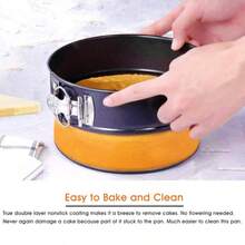 3 pièces Moules à gâteau multi-formes antiadhésifs / Moules de cuisson à fond amovible avec verrou à ressort / Ustensiles de cuisson - Voir 8