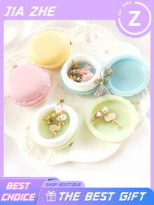 Hộp đựng trang sức hình bánh macaron dễ thương đa năng, hộp đựng đồ nhỏ, hộp đựng nhẫn và trang sức, hộp đựng thuốc, túi mini xách tay, hộp đựng bông tai và nhẫn. - Nhiều màu - Xem 2