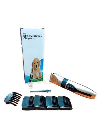 Cortapelos para Perro y Gato, Bajo Ruido y Vibración, Máquina de Cortar Pelo Inalámbrica con 4 Peine Ajustable para Pelo Rizado, Ondulado, Largo de los Animales, Profesional y Bonito, Oro
