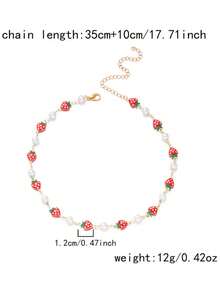1 chiếc vòng cổ ngọc trai hình quả dâu tây kiểu Pháp cổ điển đa năng, phù hợp cho nữ giới đeo hàng ngày, hẹn hò, tụ họp, du lịch, món quà tuyệt vời dành cho bạn bè. - Nhiều màu - Xem 5