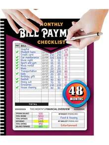 Monthly Bill Payment Checklist: Premium Bill Tracking Notebook (8" X 10"), 4-Year Planner, Includes 960 Records - Red - View 9