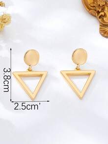 1对简约几何三角形吊坠耳环，适合女性日常佩戴 - 三角耳環 - 查看 6
