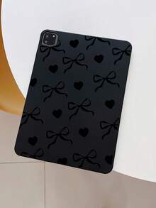 Black Bow Heart Print Soft Silicone Shockproof Protective Case, Suitable For Mainstream Models, Cute & Cool Style, Ideal For Daily Use, Valentine's Day, Birthday, Christmas, Mother's Day, Graduation, Gift Giving, Compatible With Kindle, 11th Gen, A16 - Black - View 3