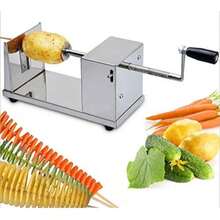 不锈钢手动螺旋土豆切片器，DIY切丝器，适用于家庭厨房、烧烤、胡萝卜、黄瓜等。 - 銀色 - 查看 6