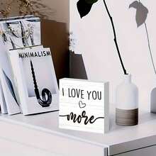1PC Wooden Box Decorative Signs & Plaque, 5x5 Inch Tabletop Decor With I Love You More Saying, Farmhouse Style Sign For Home Decor, Rustic Wood Sign For Living Room, Bedroom, Wedding Decor, Perfect Gift For Your Lover, Great For Shelves - 1PC - View 5