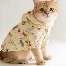 Áo hoodie in hình chó hoạt hình dễ thương – Áo khoác cotton mềm mại dành cho chó và mèo nhỏ. - Màu be - Xem 4