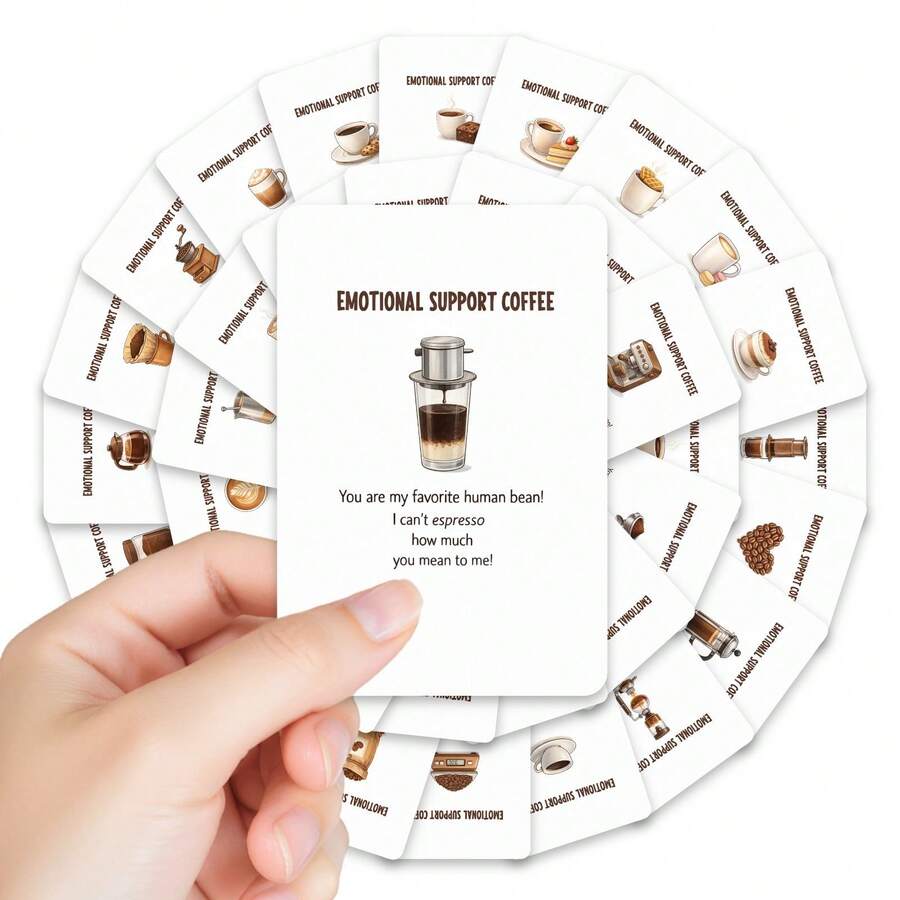 36pcs Coffee Themed Greeting Cards With Inspiring English Texts, To Comfort And Support Coffee Lovers - 36 Coffee-themed English Mood Cards - View 1