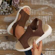 Walking Heels Sandals For Women Comfortable Ankle Strap High Heel Wedges Summer Beach Open Toe Walking Shoes Outdoor Travel Platform Sandals - 咖啡棕 - 查看 7