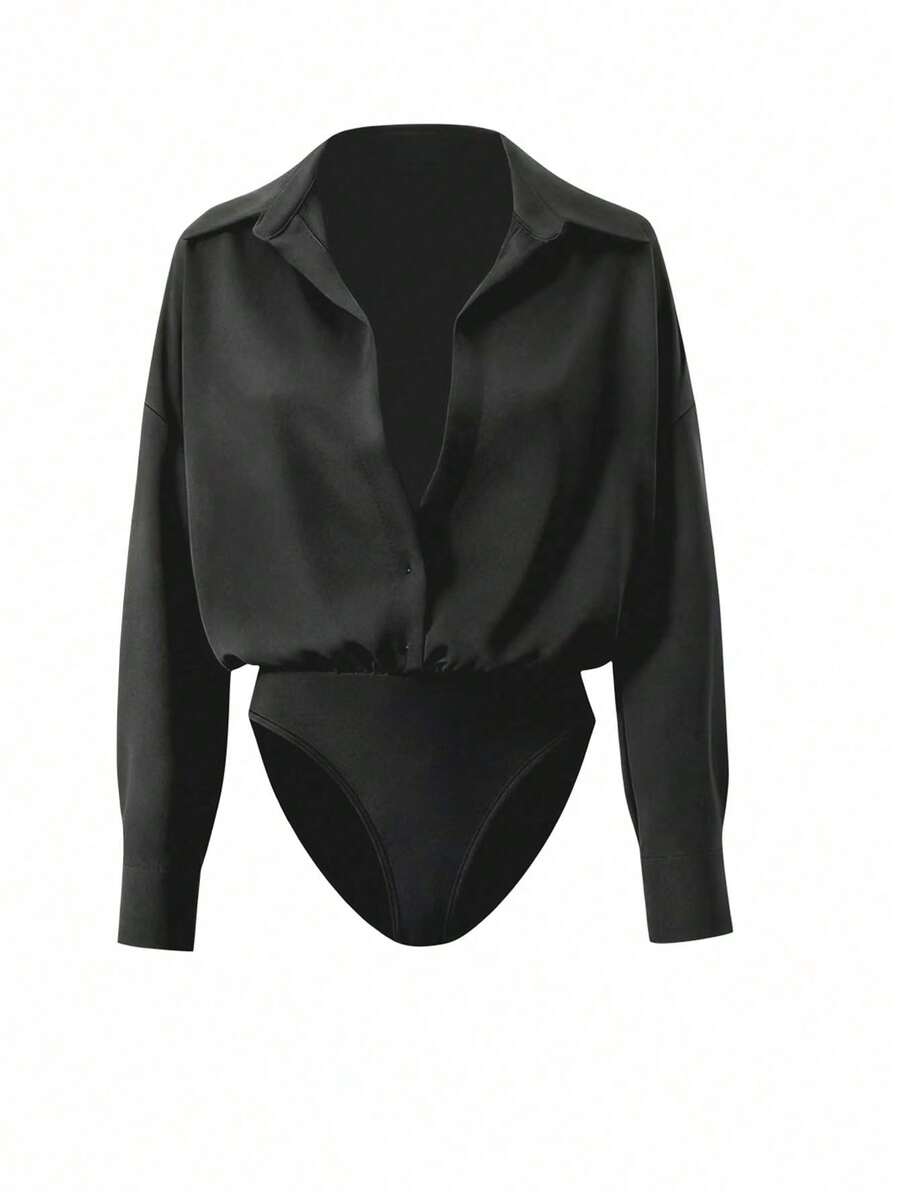 (Remarque sur la taille : un peu grand) Blouse légère à col V pour le printemps/été, chemise cardigan élégante et décontractée pour le bureau, jaune bouton d'or, chic pour les vacances, Top polyvalent et flatteur, il est recommandé de choisir une taille en dessous, noir - Noir - Voir 1