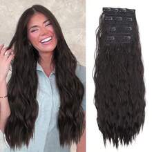18-32 Inch 4pcs/Set Water Wave Clip-In Hair Extensions, Thick Density Full Head For Women - Multicolor - View 16