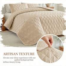 Conjunto de cama acolchoada de 3 peças, incluindo capa de edredom, lençol de cima e fronha. Macia e respirável, ideal para todas as estações. Edredom acolchoado minimalista, leve e perfeito para o verão. Cobertor acolchoado para decoração de quarto. Lavável à máquina, ideal para uso doméstico e em dormitórios. - Damasco - Ver 9