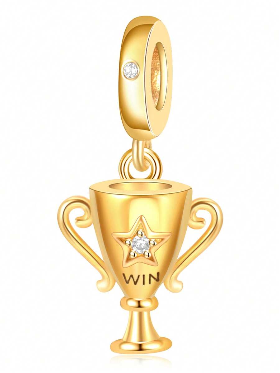 1pc Fashionable Luxury Golden Trophy Pendant, Symbolizing Victory And Glory, Creative Versatile DIY Bracelet Necklace Gift - Yellow Gold - View 1