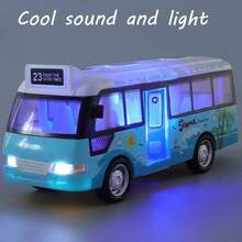 Blue Inertia Bus Doll, Friction Powered Mini City Bus Model, Children's Simulation Vehicle Doll, Kids Gift, Doll Car, Children's Doll, Car, Boys Doll - Multicolor - View 2