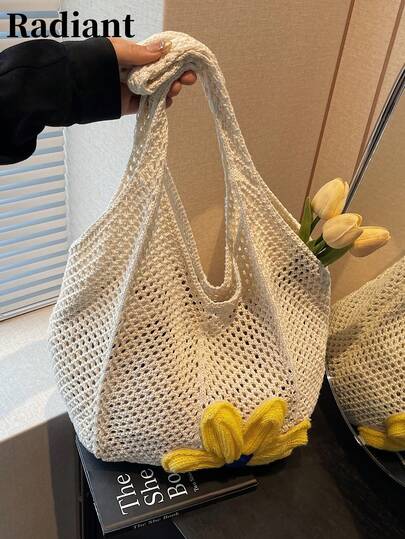 夏季新款休闲时尚草编手提包，大容量单肩购物袋