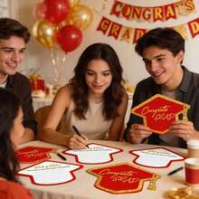 30 tấm thiệp chúc mừng tốt nghiệp, thiệp trò chơi tiệc tốt nghiệp, thiệp kỷ niệm tân cử nhân, màu đỏ và đen. - tốt nghiệp - Xem 6