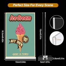 4 soportes A6 expositores de mesa de acrílico con base extraíble soporte para tarjetas de mesa soporte en T expositor publicitario acrílico A6 para presentación en ambos lados soporte para - Transparente - Ver 3