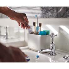 Easy-Store Compact Toothbrush Holder Caddy, Bathroom Storage Organizer, Grey/White, Regular Size - 米白色 - 查看 1