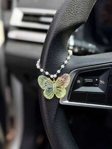 1pc Acrylic Butterfly Pearl Chain Steering Wheel Decoration Exquisite Interior Accessories For Women - A - View 17